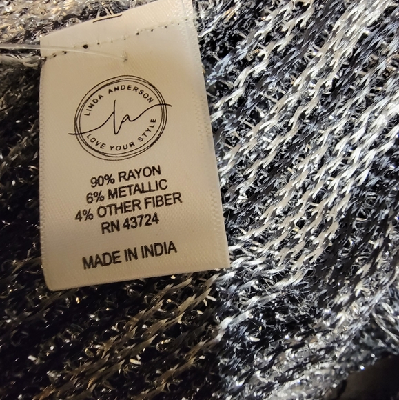 LINDA ANDERSON Women's Oblong  Glittery black, white/ gray scarf .Nwt* - Picture 4 of 5